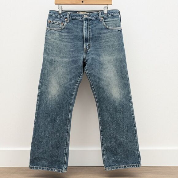 2003 VTG Levi's 517 Bootcut 36X29 Faded Thighs Zip Fly Distressed Hems Mexico - Picture 1 of 13